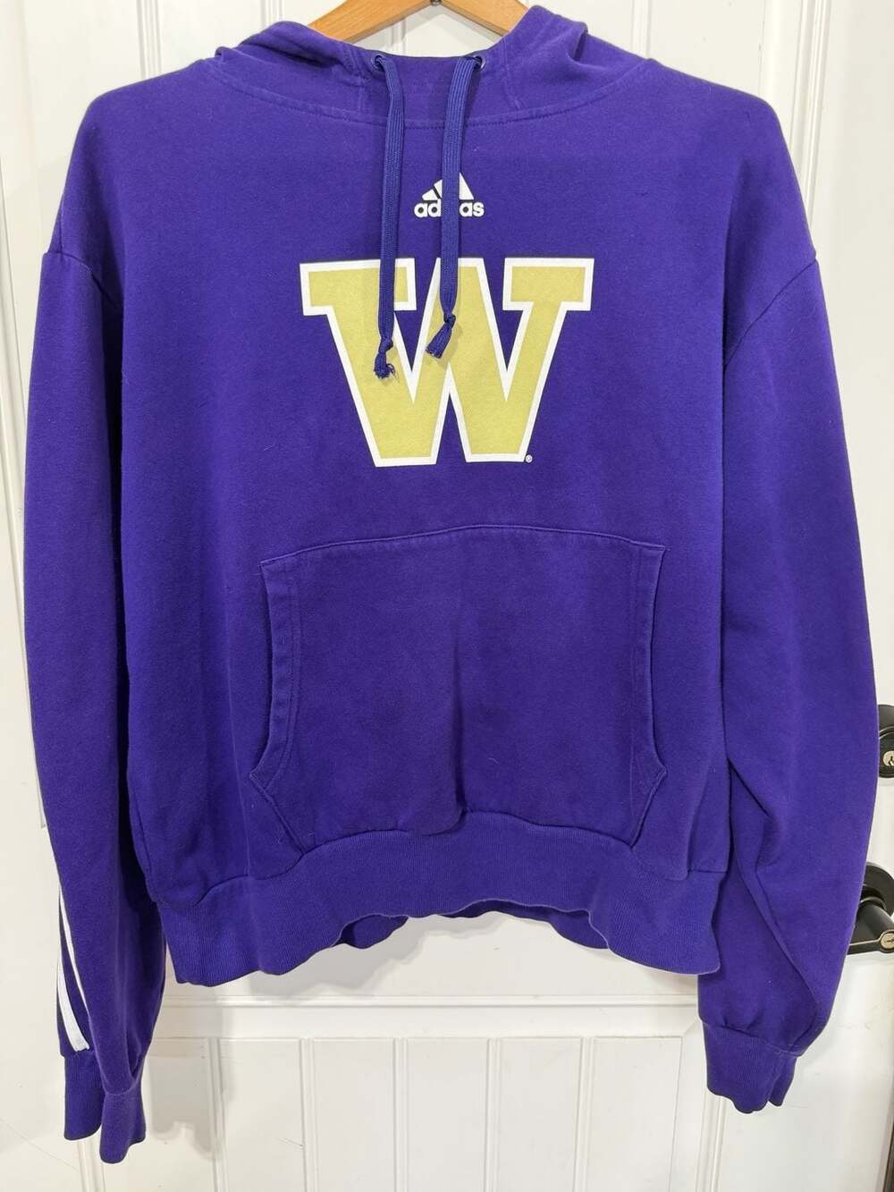 Adidas University of Washington Huskies Purple Three-Stripe Hoodie